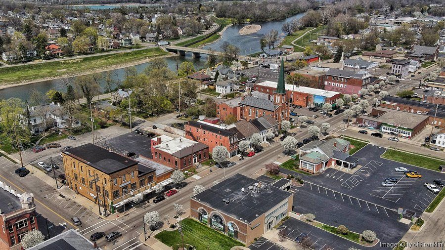 Downtown Franklin, Ohio along the Great Miami River — Warren County
